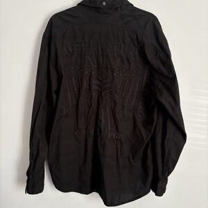 Affliction Men's Black Premium Undertake Shirt Size 2XL Embroidered Biker Y2K